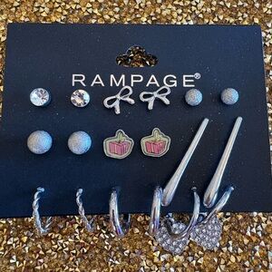 Rampage NWT Silver Gift-Box Multi 9 pairs Earring Set .